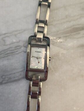 Fossil Stainless Steel Silver Bracelet Watch with Mother-of-Pearl